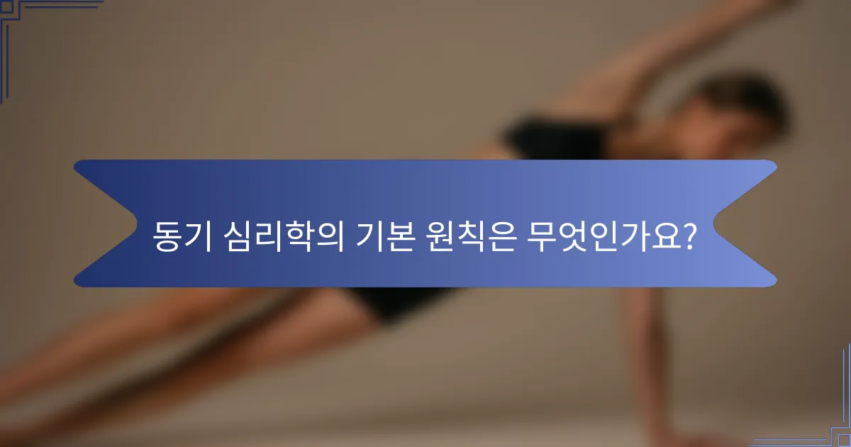 동기 심리학의 기본 원칙은 무엇인가요?