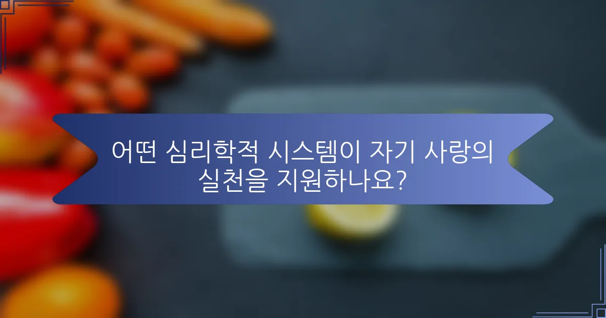 어떤 심리학적 시스템이 자기 사랑의 실천을 지원하나요?