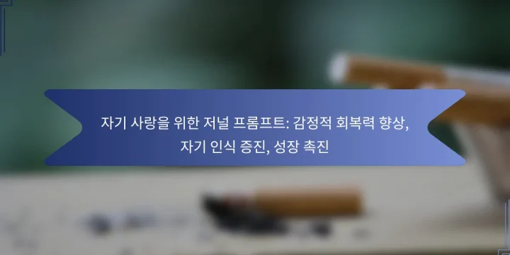 자기 사랑을 위한 저널 프롬프트: 감정적 회복력 향상, 자기 인식 증진, 성장 촉진