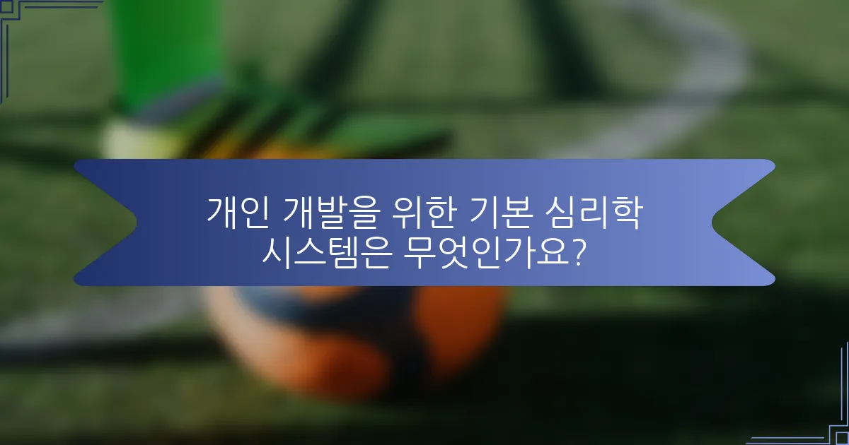 개인 개발을 위한 기본 심리학 시스템은 무엇인가요?
