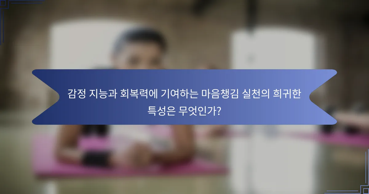 감정 지능과 회복력에 기여하는 마음챙김 실천의 희귀한 특성은 무엇인가?