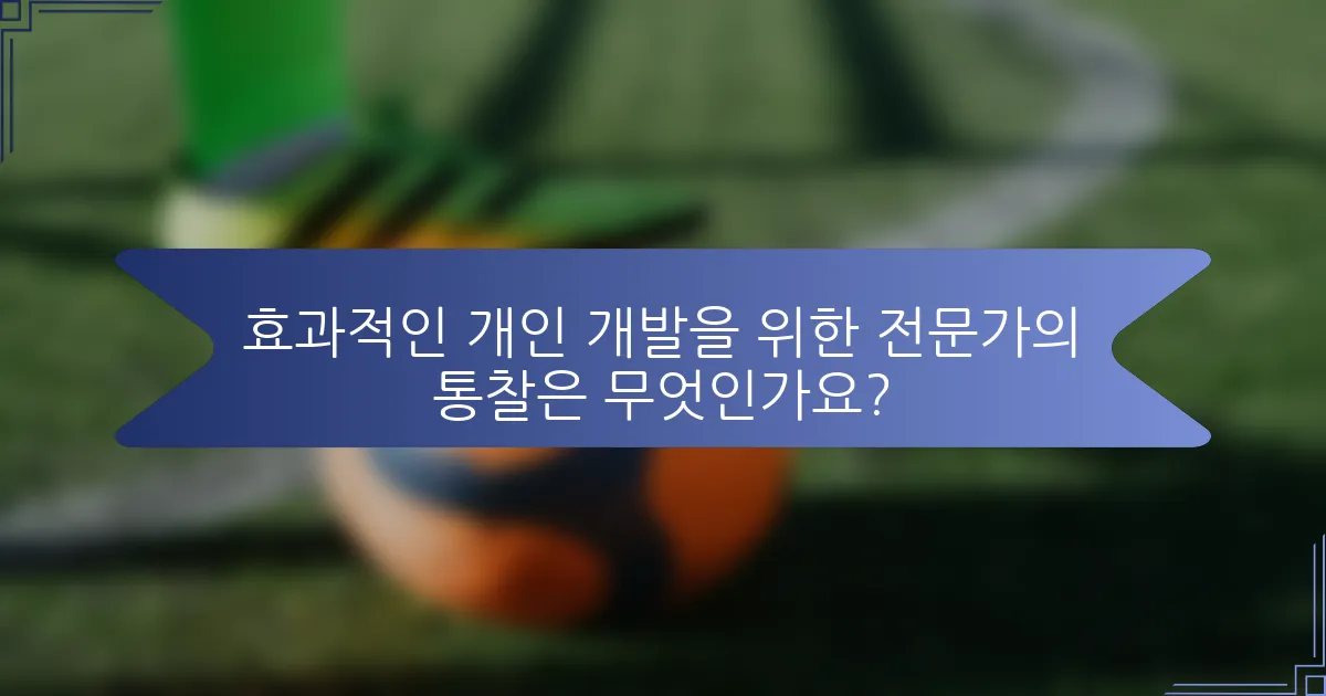 효과적인 개인 개발을 위한 전문가의 통찰은 무엇인가요?