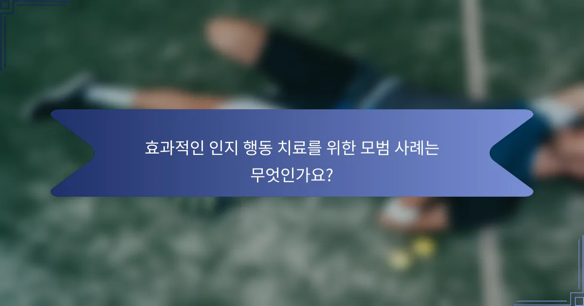 효과적인 인지 행동 치료를 위한 모범 사례는 무엇인가요?