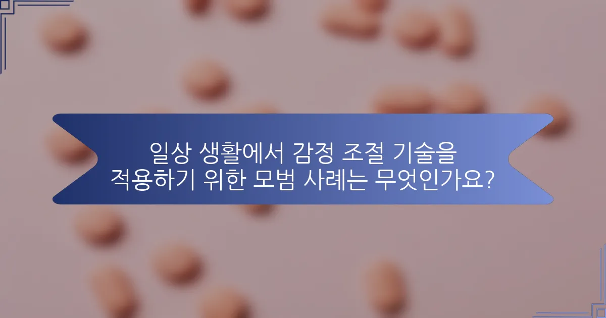 일상 생활에서 감정 조절 기술을 적용하기 위한 모범 사례는 무엇인가요?