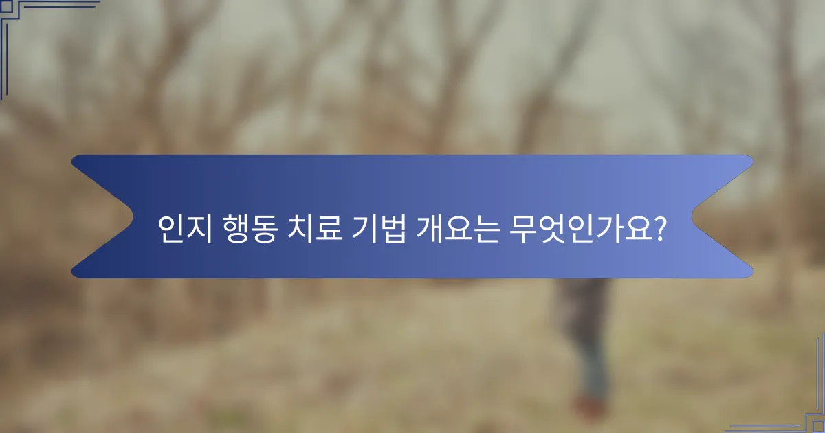 인지 행동 치료 기법 개요는 무엇인가요?