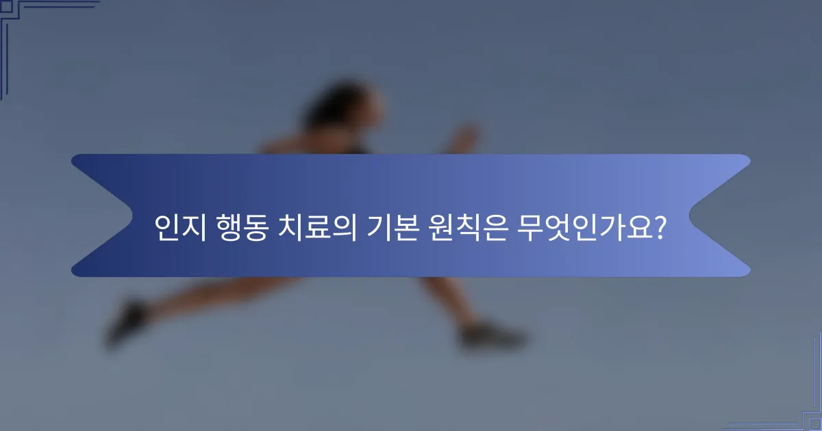 인지 행동 치료의 기본 원칙은 무엇인가요?