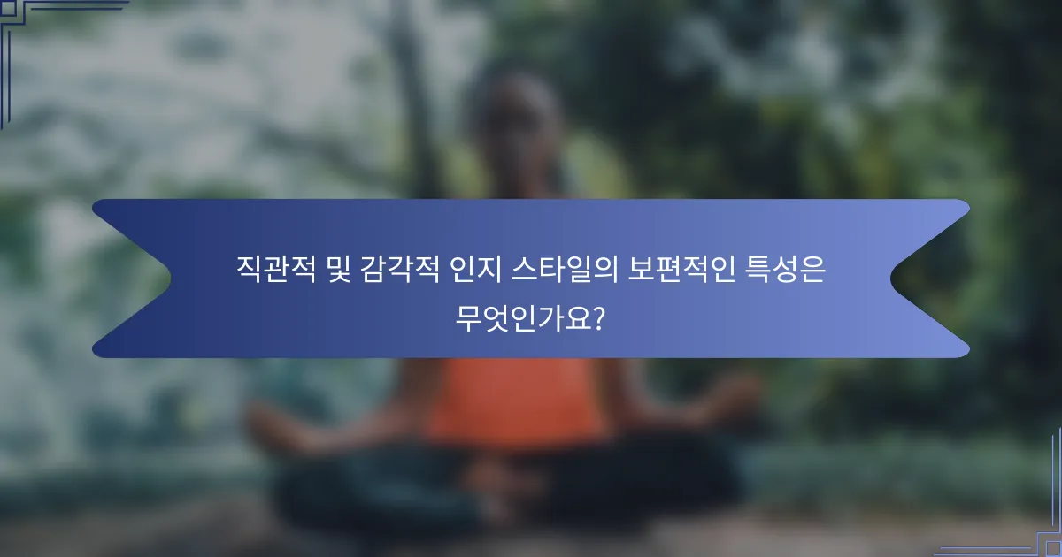 직관적 및 감각적 인지 스타일의 보편적인 특성은 무엇인가요?