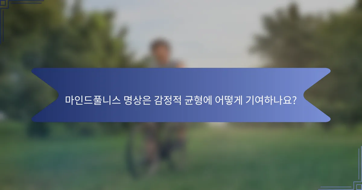 마인드풀니스 명상은 감정적 균형에 어떻게 기여하나요?