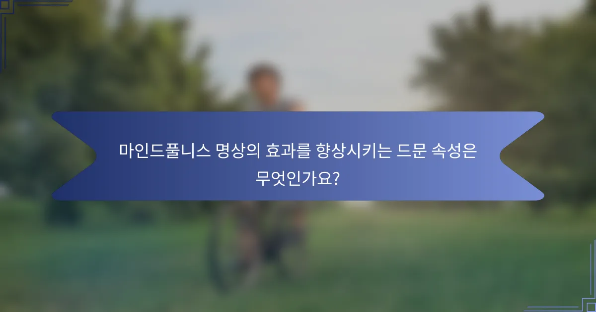 마인드풀니스 명상의 효과를 향상시키는 드문 속성은 무엇인가요?