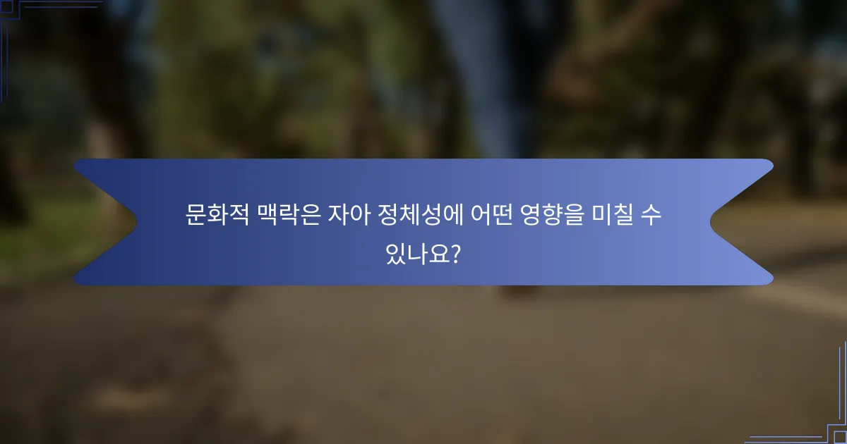 문화적 맥락은 자아 정체성에 어떤 영향을 미칠 수 있나요?