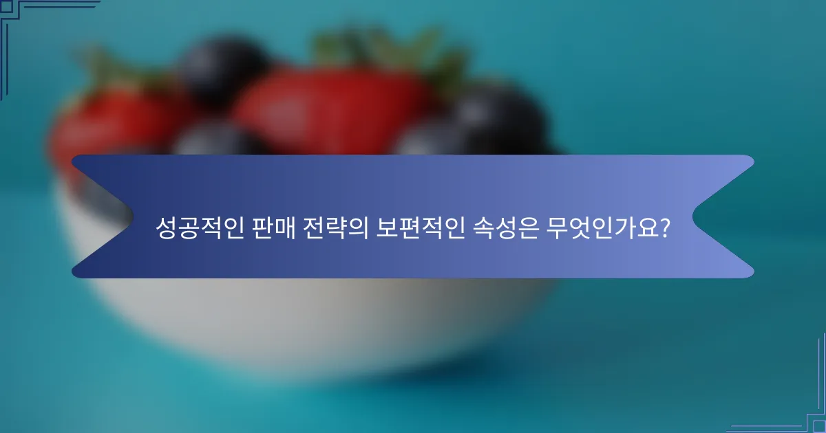 성공적인 판매 전략의 보편적인 속성은 무엇인가요?