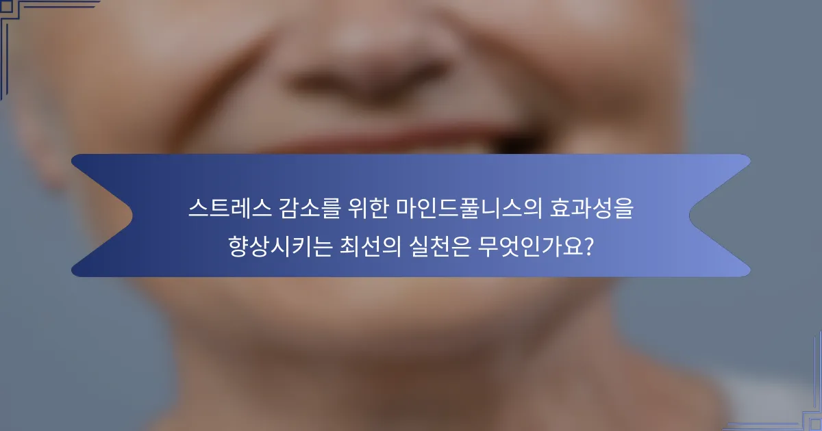 스트레스 감소를 위한 마인드풀니스의 효과성을 향상시키는 최선의 실천은 무엇인가요?